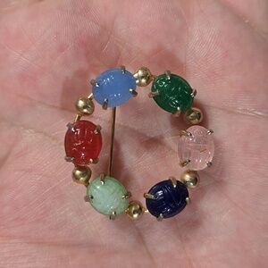 Vintage Egyptian Revival Carved Scarab Brooch